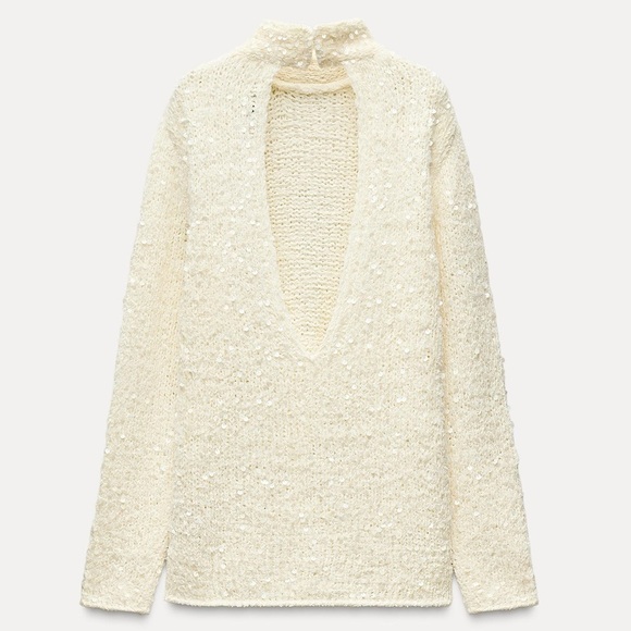 NWT ZARA SEQUINED KNIT SWEATER - Picture 3 of 9